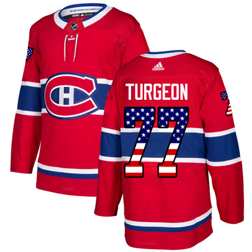 Adidas Canadiens #77 Pierre Turgeon Red Home Authentic USA Flag Stitched NHL Jersey